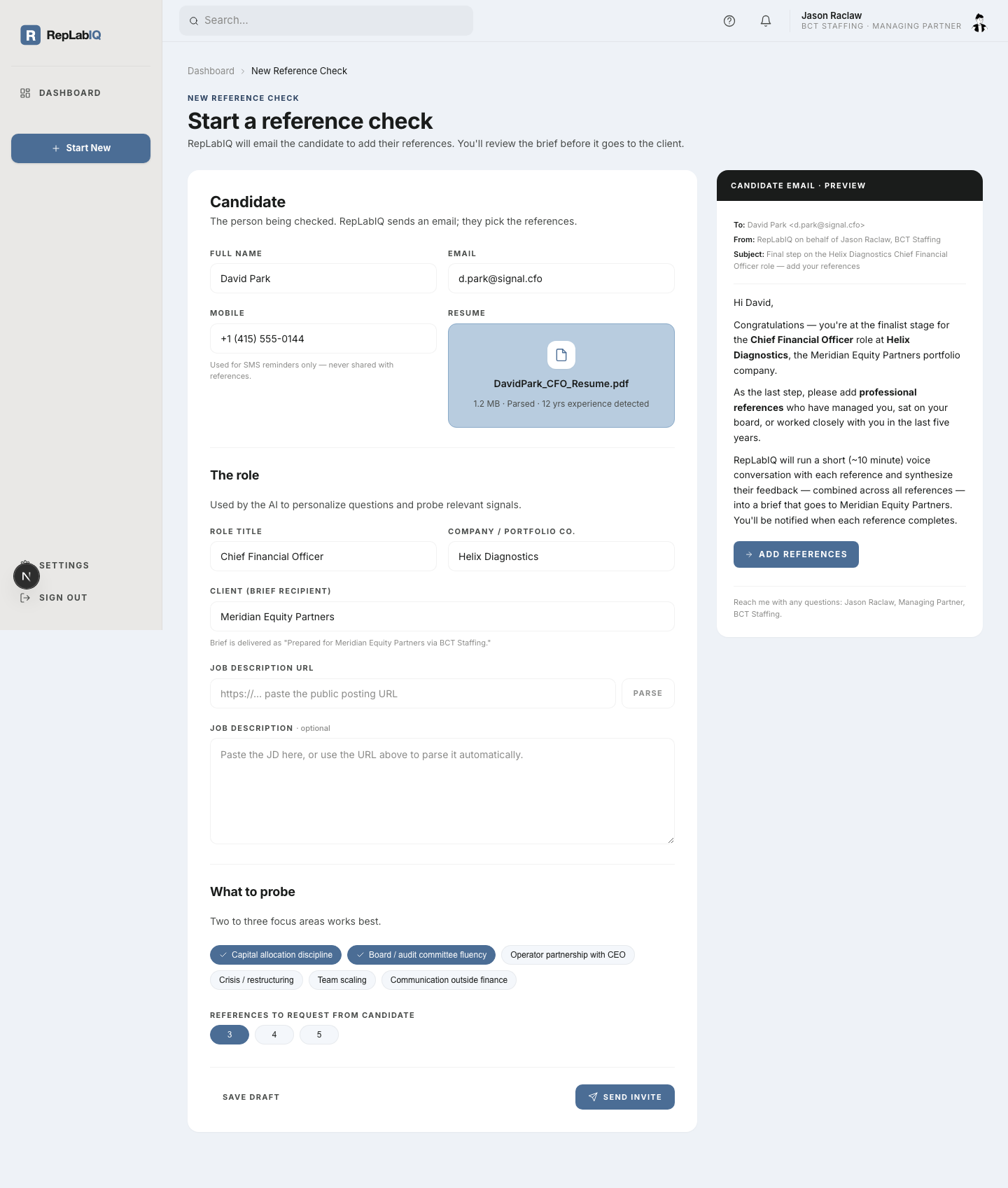 Add candidate & role context